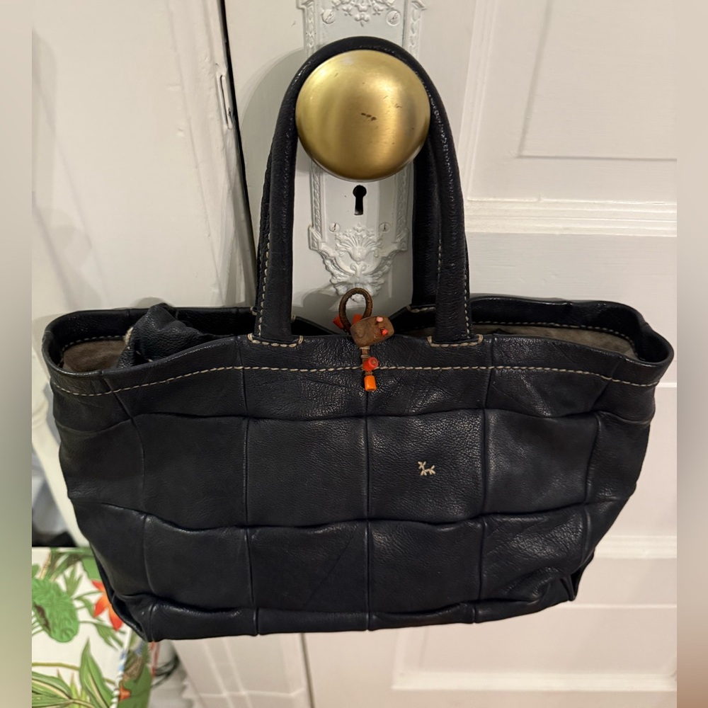 Henry Cuir Designer Quilted Black Leather Tote Handbag - EUC